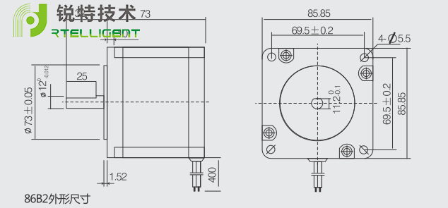 86系列三相步进电机尺寸图